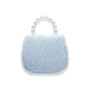 Mesh Bow Furry Purse - Blue - doe a dear