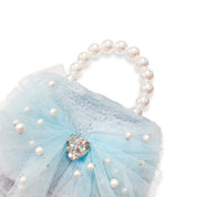 Mesh Bow Furry Purse - Blue - doe a dear