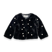 Pearl Stud Black Fur Coat - doe a dear