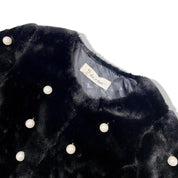 Pearl Stud Black Fur Coat - doe a dear
