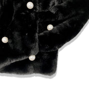Pearl Stud Black Fur Coat - doe a dear