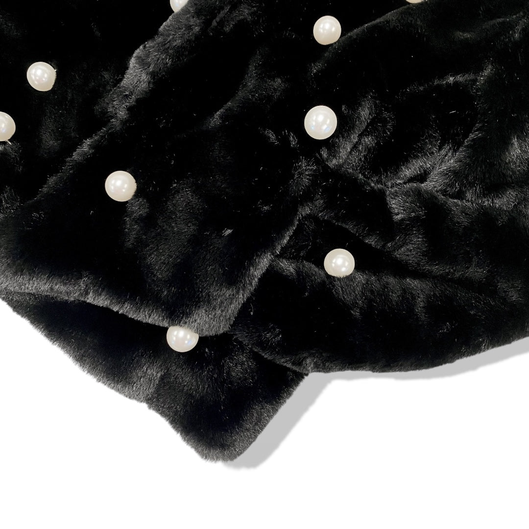 Pearl Stud Black Fur Coat - doe a dear