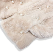 Pearl Stud Beige Fur Coat - doe a dear