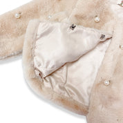 Pearl Stud Beige Fur Coat - doe a dear