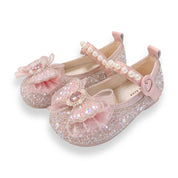 Bow Accent Clear Stone Flat Shoes - doe a dear