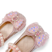 Bow Accent Clear Stone Flat Shoes - doe a dear