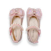 Bow Accent Clear Stone Flat Shoes - doe a dear