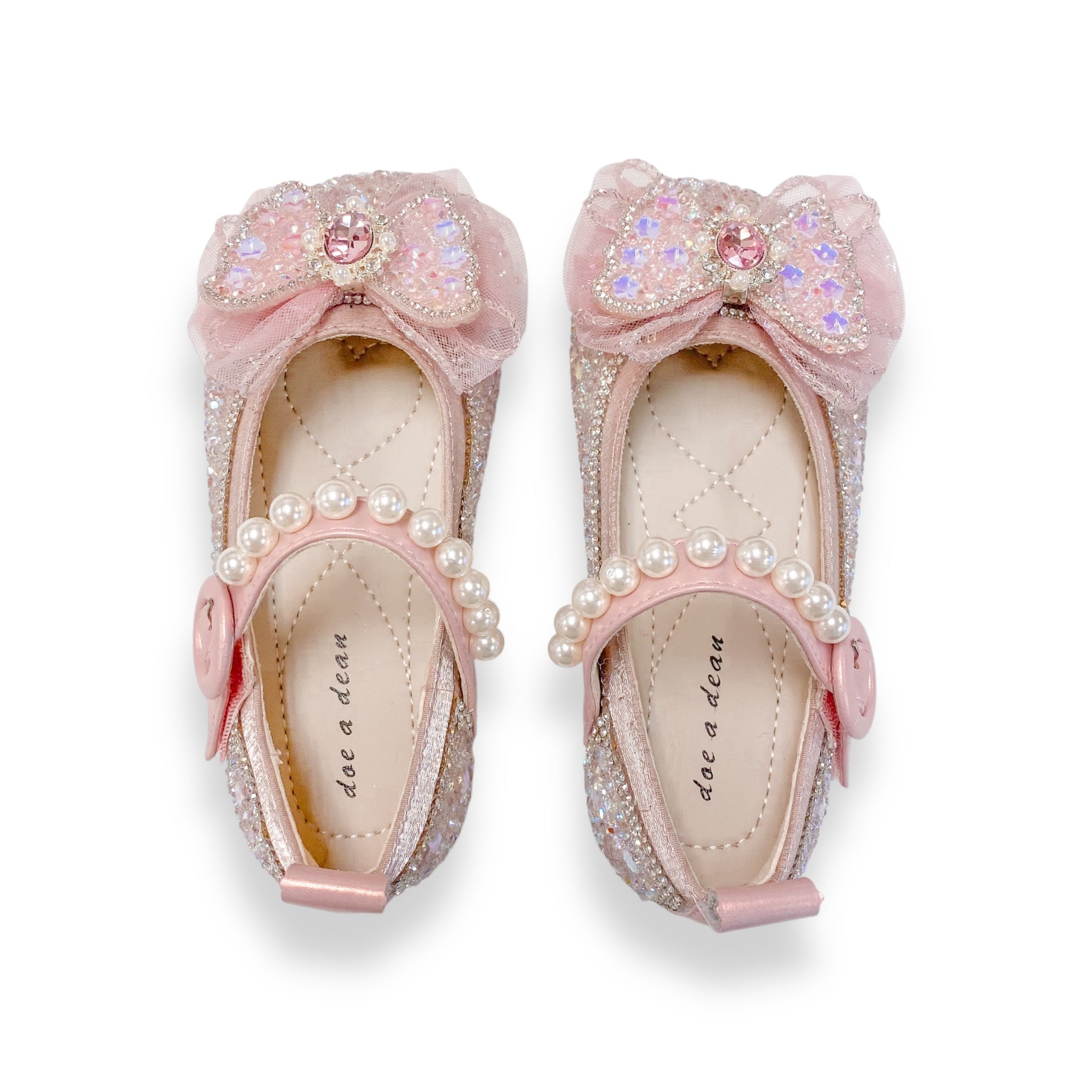 Bow Accent Clear Stone Flat Shoes - doe a dear