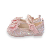 Bow Accent Clear Stone Flat Shoes - doe a dear