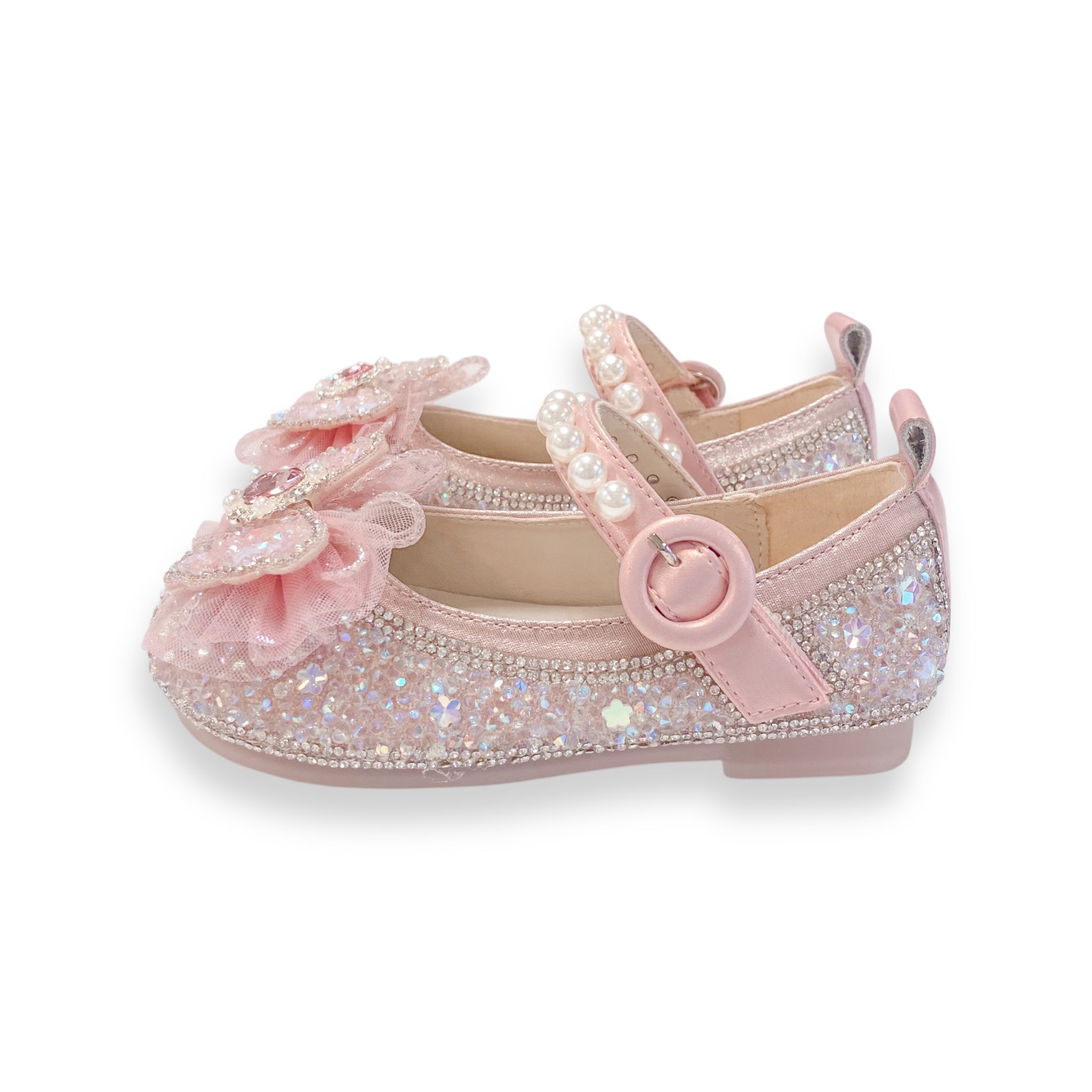 Bow Accent Clear Stone Flat Shoes - doe a dear