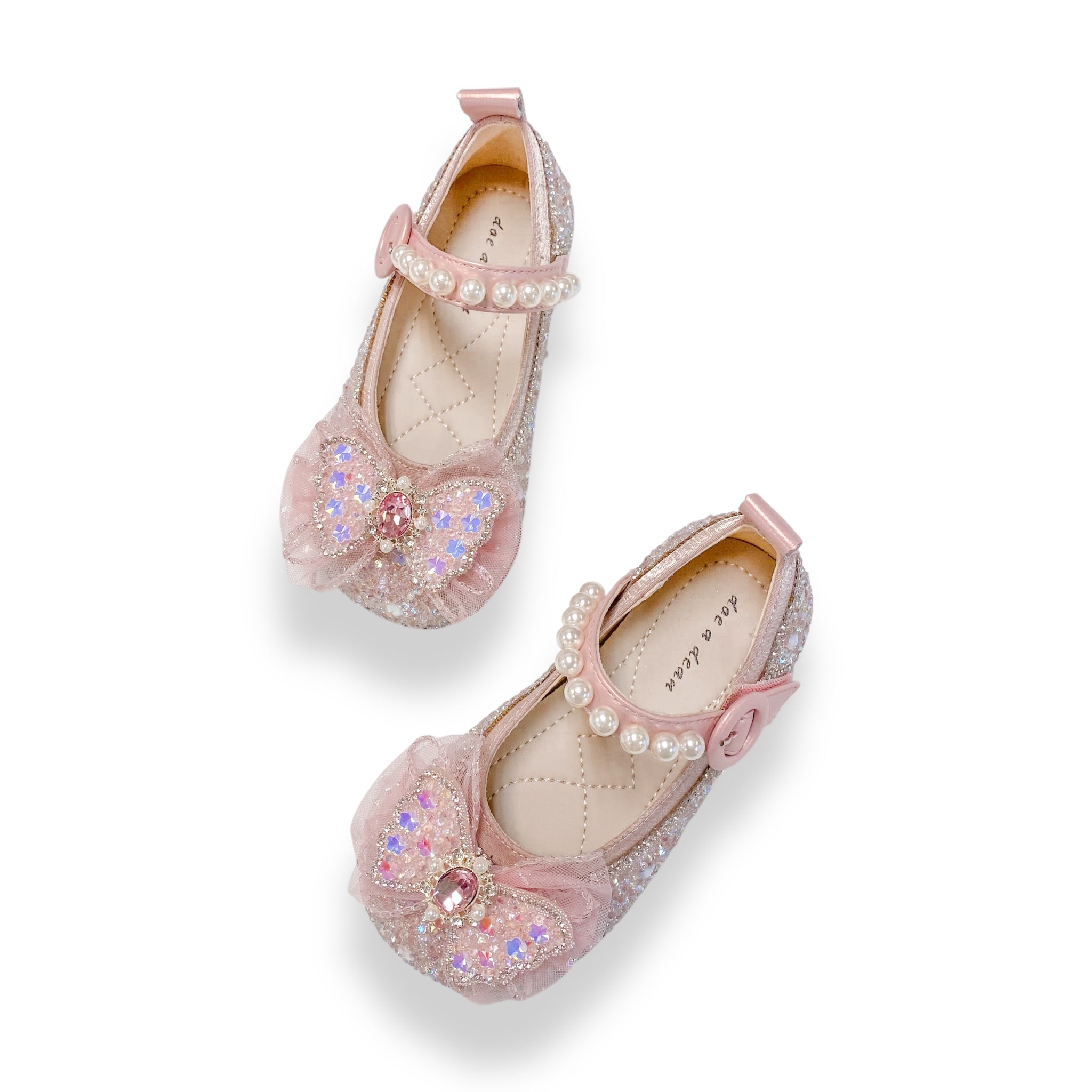 Bow Accent Clear Stone Flat Shoes - doe a dear