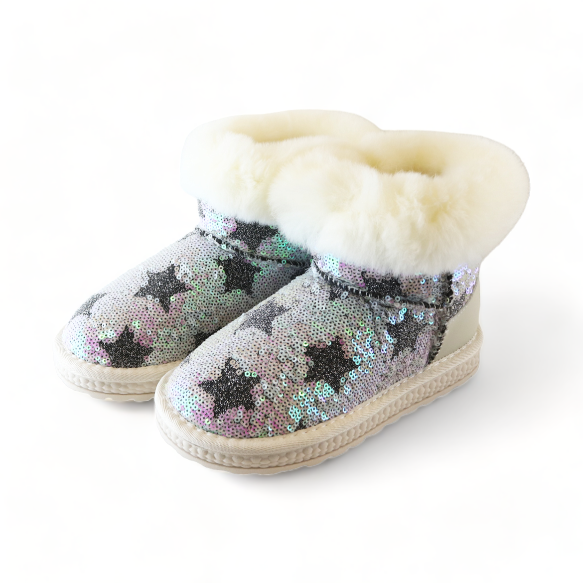 sequin slipper boots