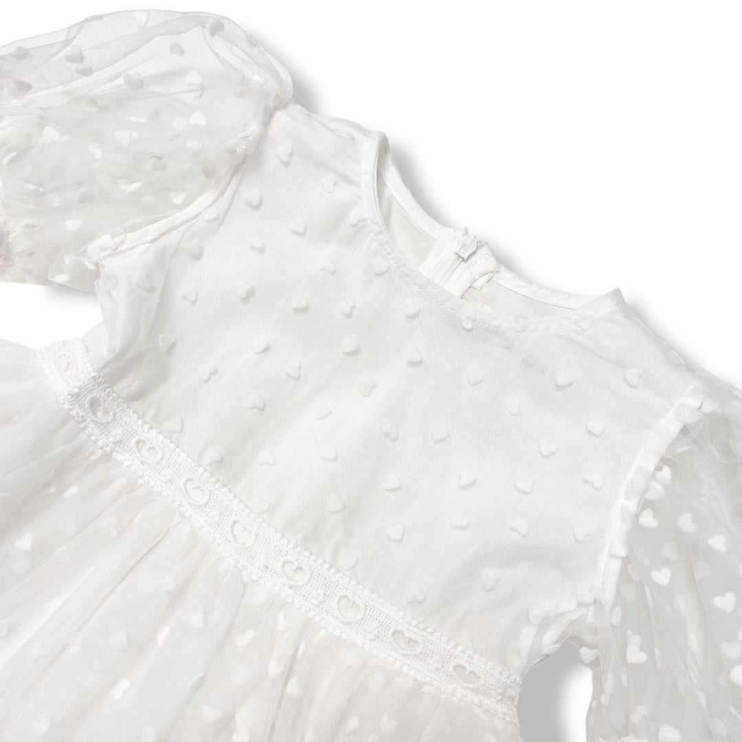 Velvet Heart Mesh Dress White - doe a dear