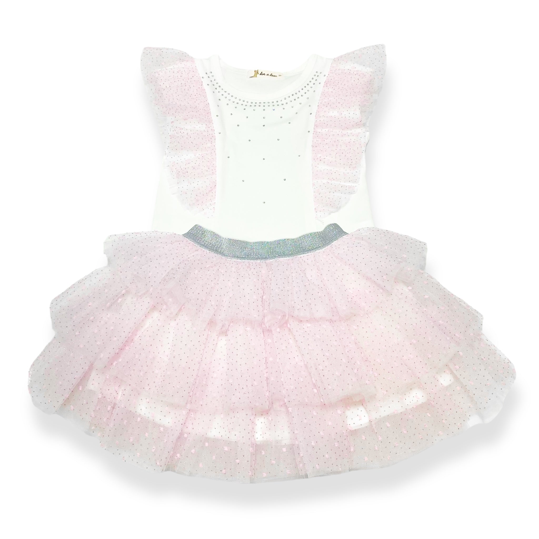 Dot Mesh Trim Tee - pink - doe a dear