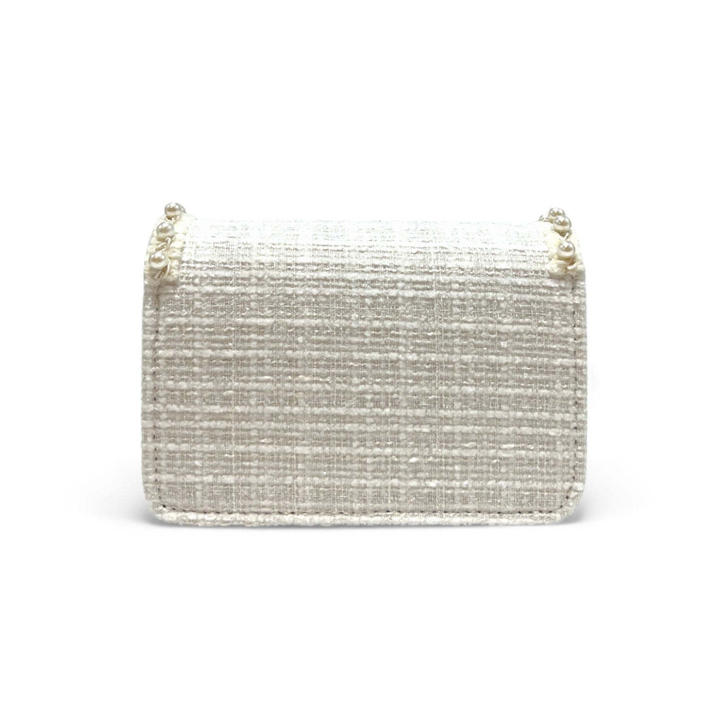 Pearl Trim Tweed Purse - White - doe a dear