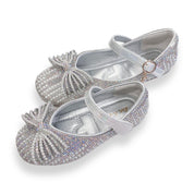 Pearl Bowtie Flat Shoes- SILVER - doe a dear