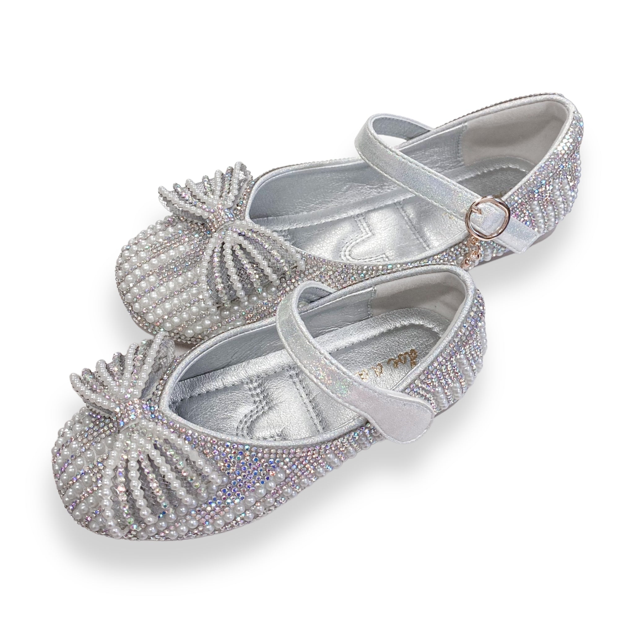 Pearl Bowtie Flat Shoes- SILVER - doe a dear