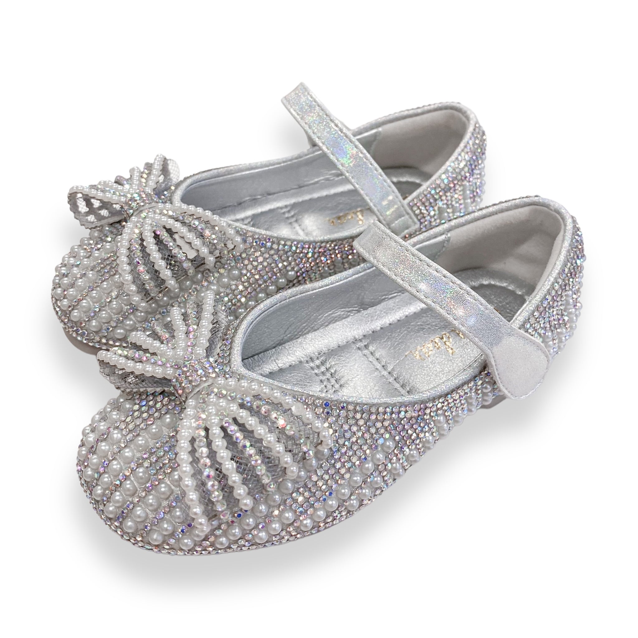 Pearl Bowtie Flat Shoes- SILVER - doe a dear