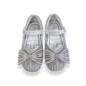 Pearl Bowtie Flat Shoes- SILVER - doe a dear
