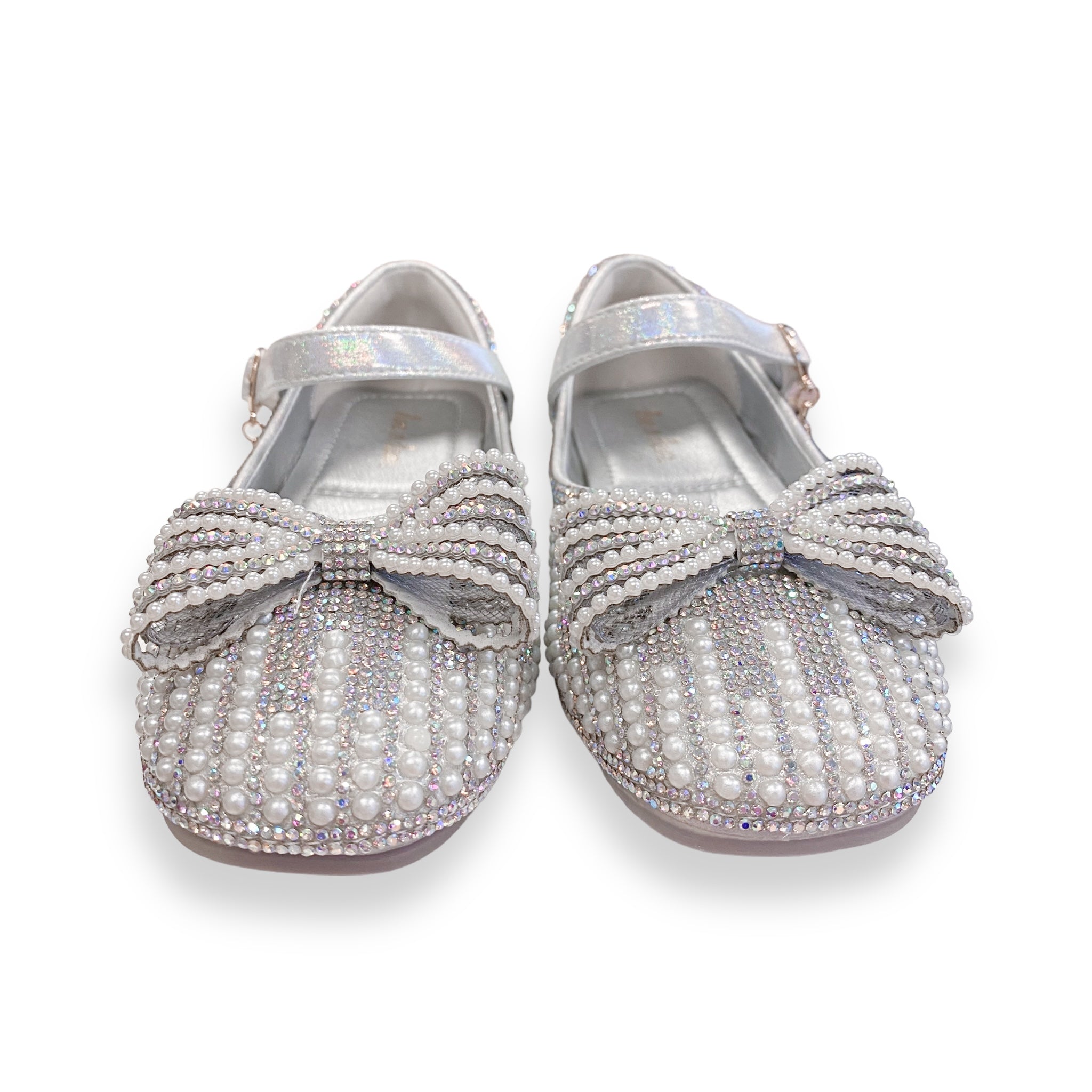 Pearl Bowtie Flat Shoes- SILVER - doe a dear