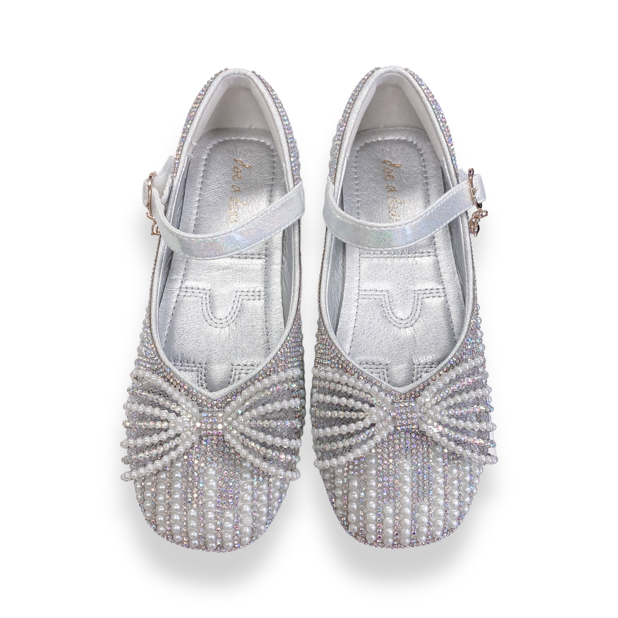 Pearl Bowtie Flat Shoes- SILVER - doe a dear