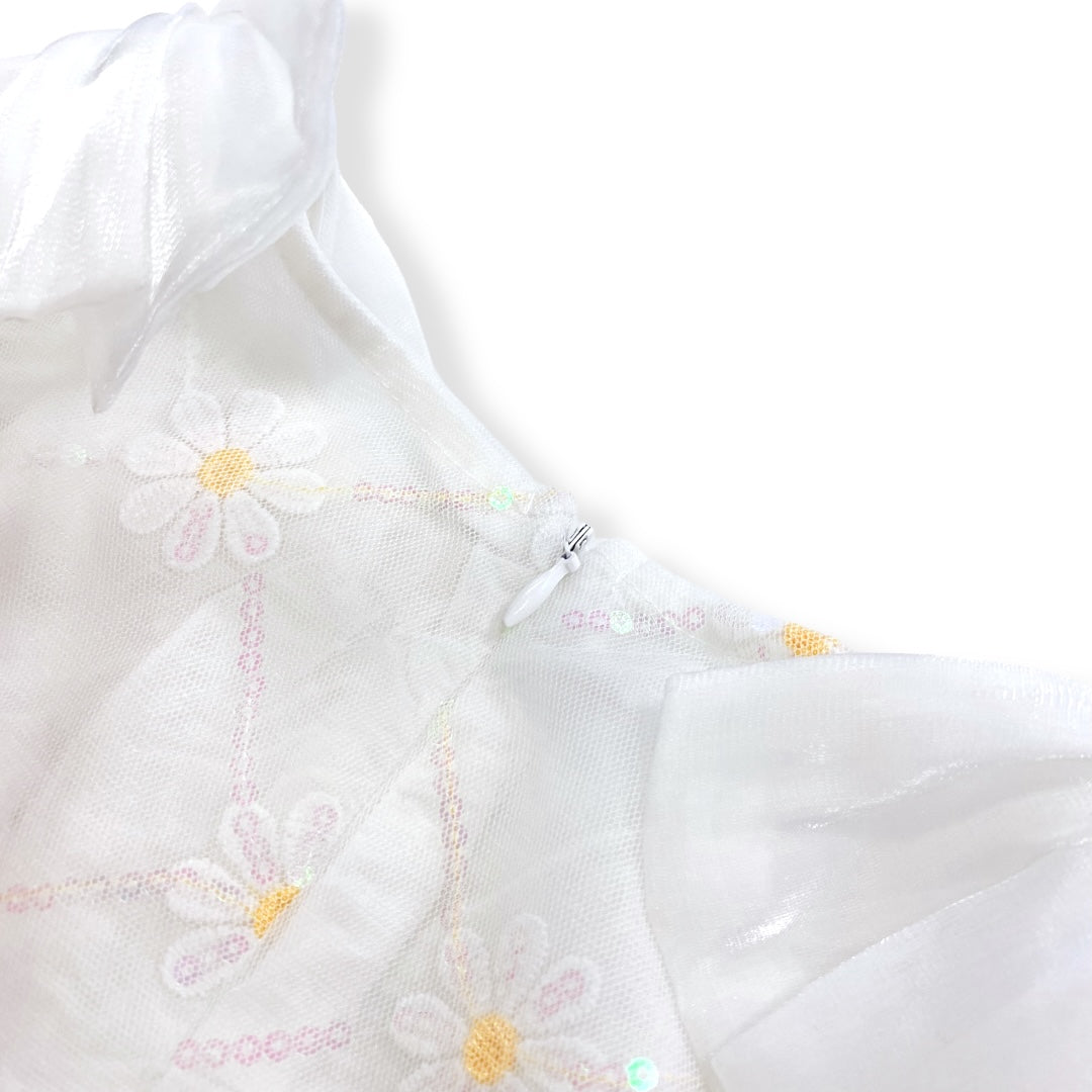 White Sequin Daisy Mesh Dress - doe a dear