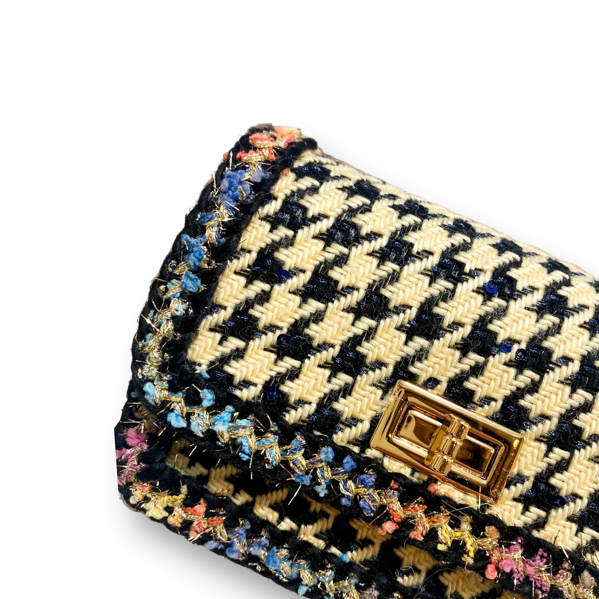 Houndstooth Purse - BLUE/BEIGE - doe a dear