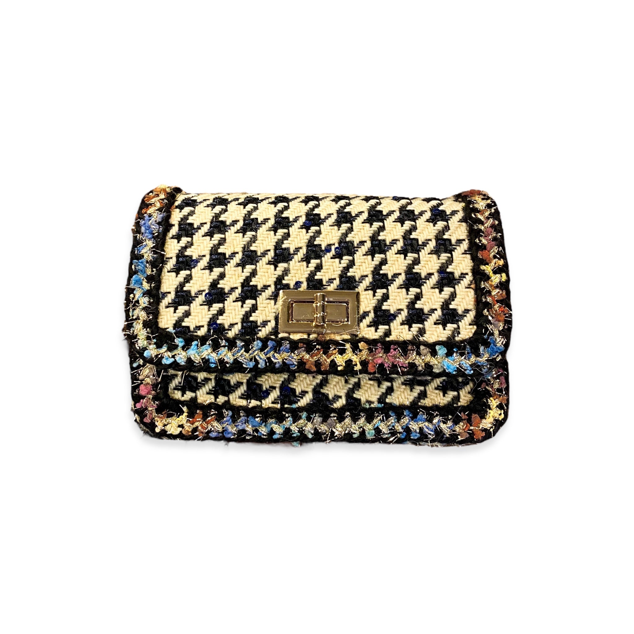 Houndstooth Purse - BLUE/BEIGE - doe a dear