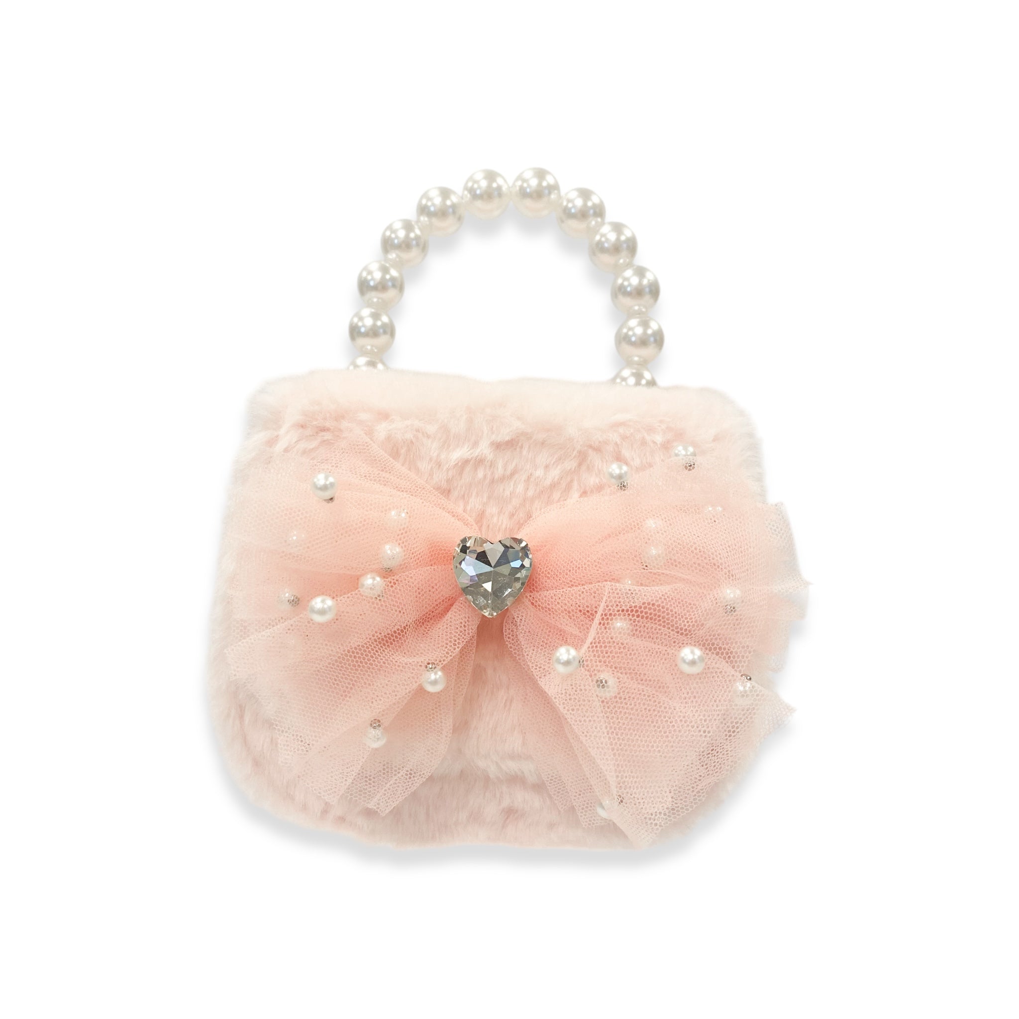 Mesh Bow Furry Purse - Pink - doe a dear