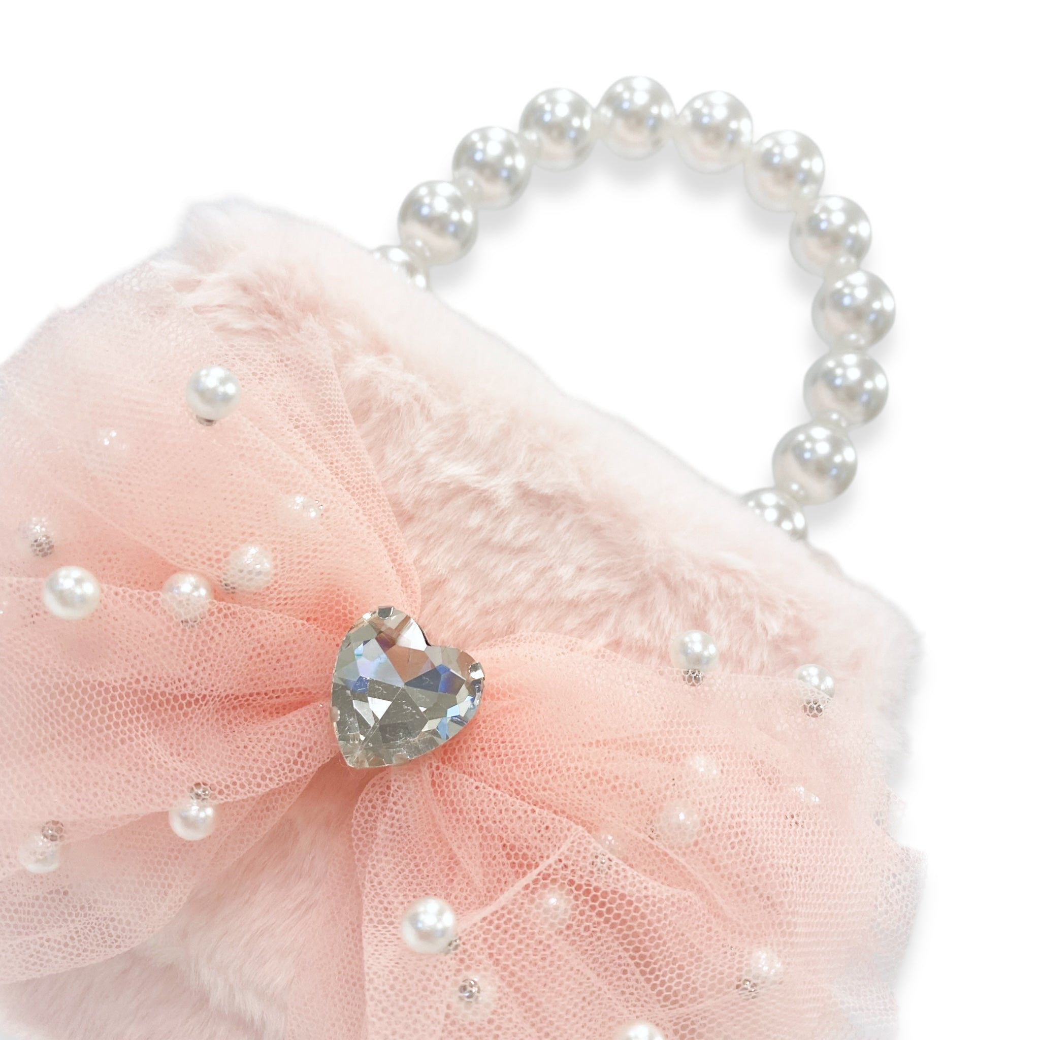 Mesh Bow Furry Purse - Pink - doe a dear