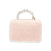 Furry Purse with Bow&Pearl Charm - Pink - doe a dear