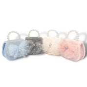 Mesh Bow Furry Purse - Cream - doe a dear