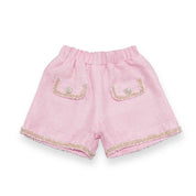 Novelty Button Tweed Shorts-pink - doe a dear