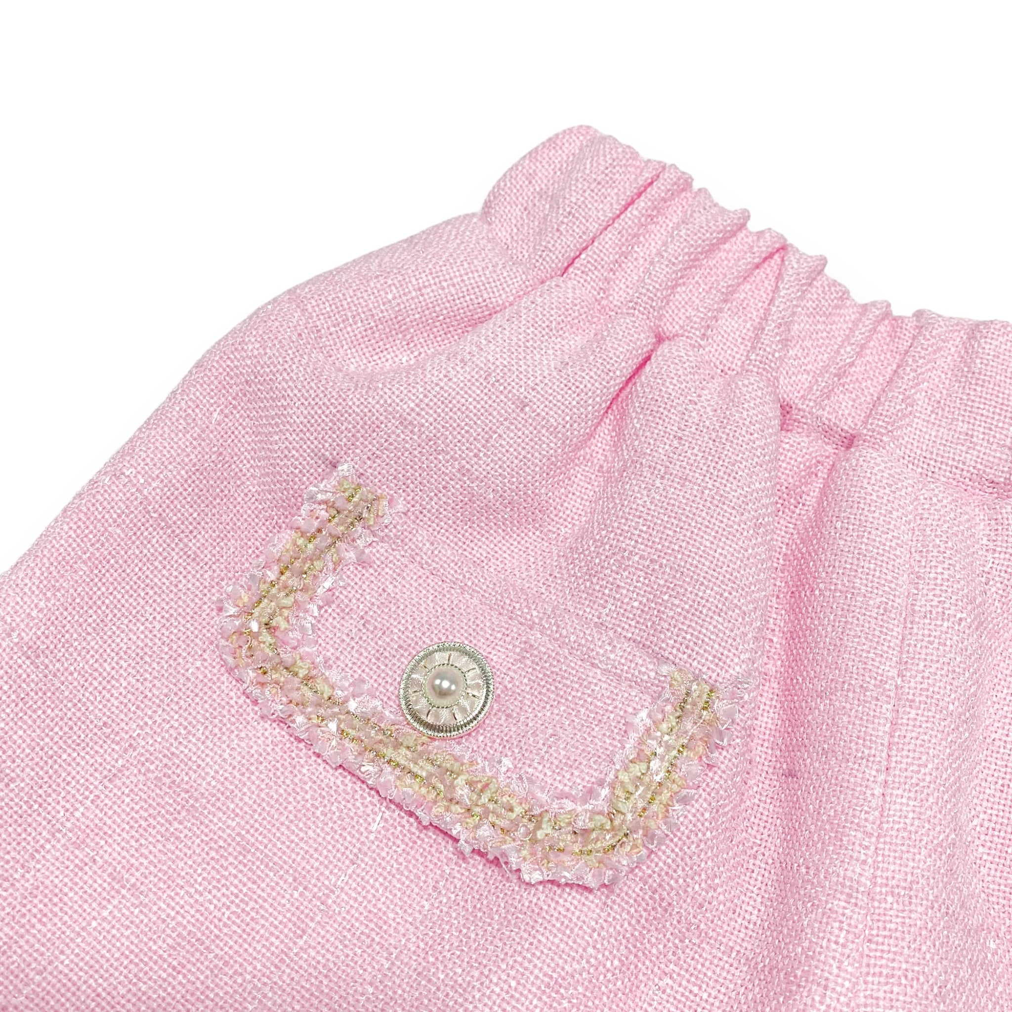 Novelty Button Tweed Shorts-pink - doe a dear