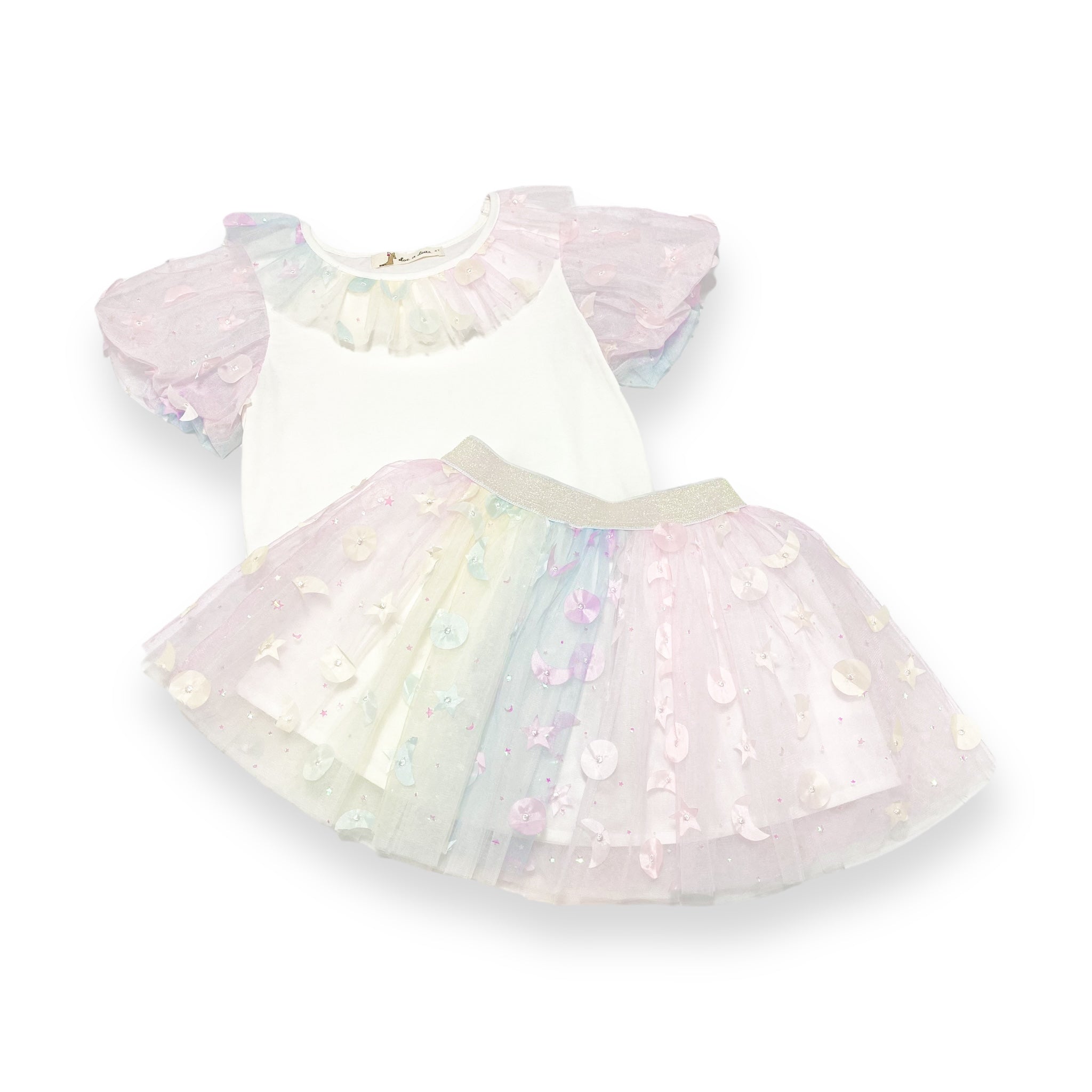 Moon & Star Embellished Tutu - white - doe a dear