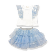 Dot Mesh Tiered Tutu - blue - doe a dear