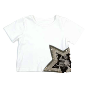 Star Sequin Patch Tee - White - doe a dear