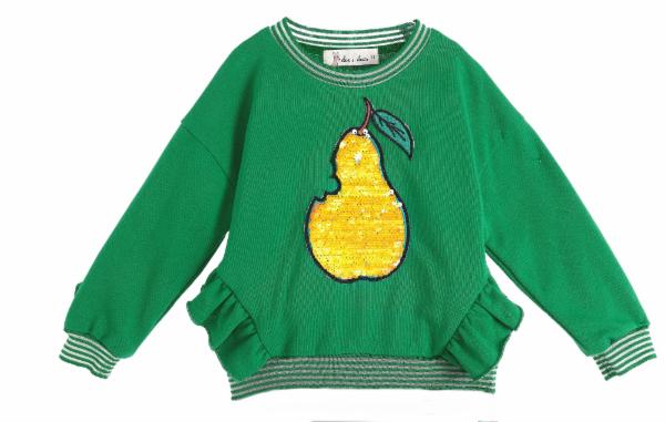 Long Sleeve Green Pear Reversible Sequin Sweater - Doe a Dear