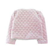 Pearl Trim Velvet Quilted Jacket - Pink - doe a dear