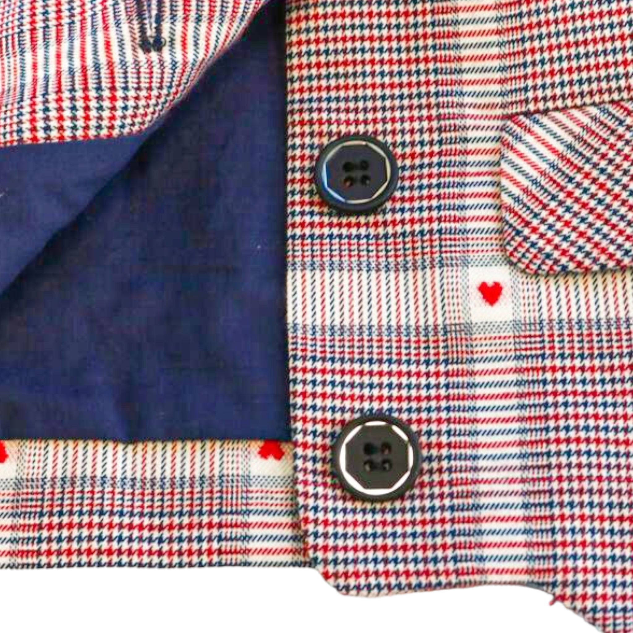 Heart Plaid Picot Hem Jacket - Red - doe a dear