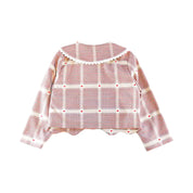 Heart Plaid Picot Hem Jacket - Red - doe a dear