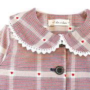 Heart Plaid Picot Hem Jacket - Red - doe a dear