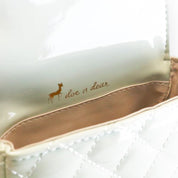 Embellished Patent Quilted Purse - Green - doe a dear