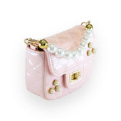 Embellished Patent Quilted Purse - Pink - doe a dear