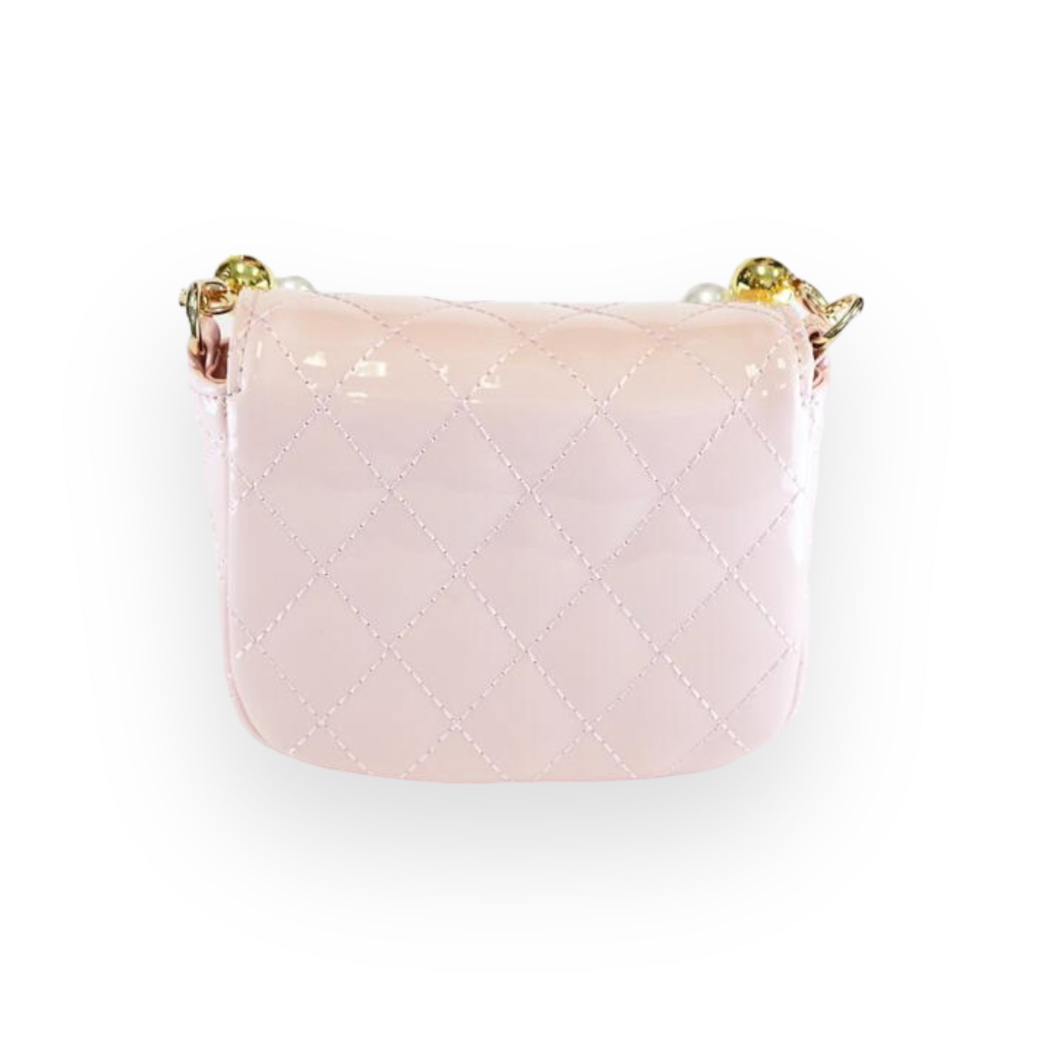 Embellished Patent Quilted Purse - Pink - doe a dear