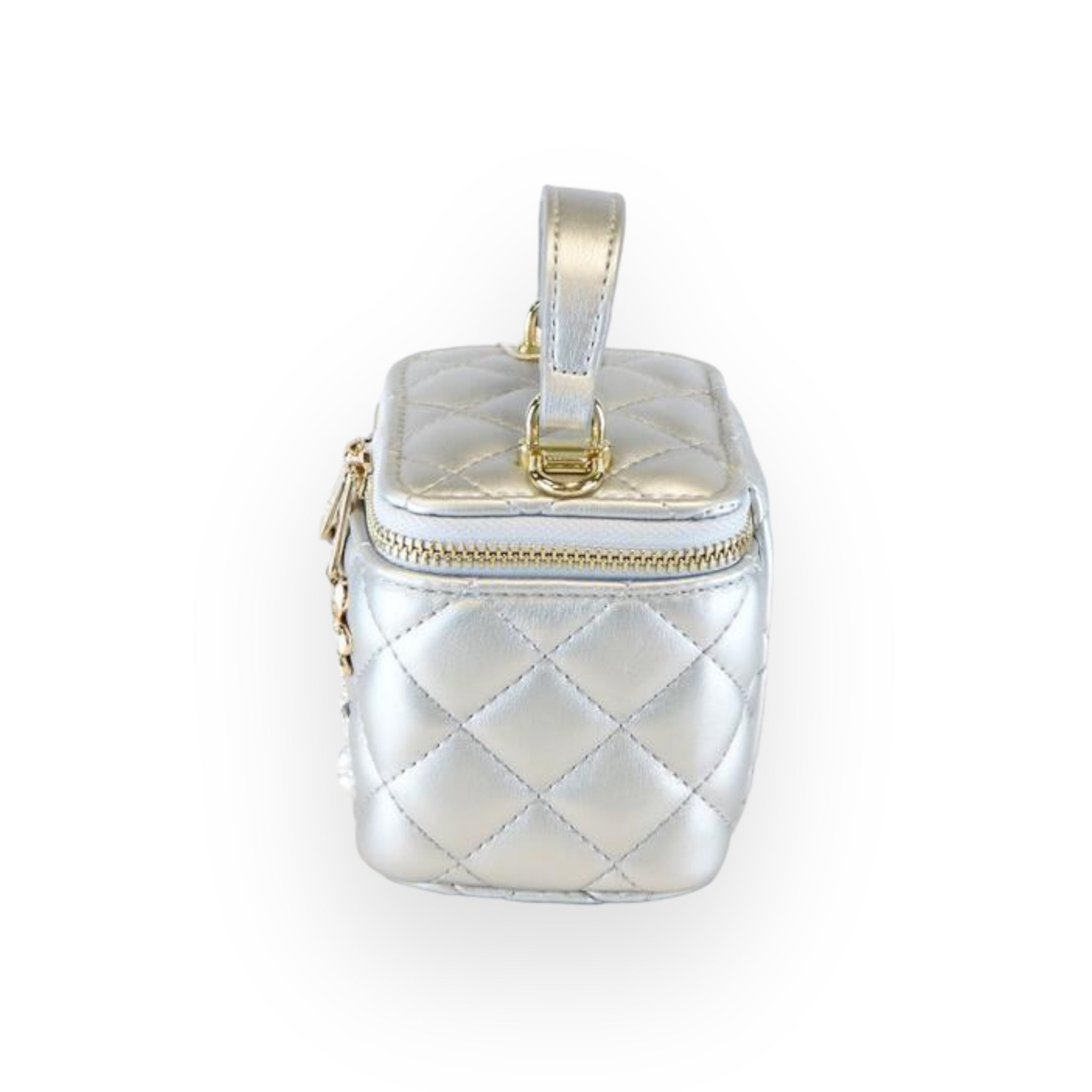 Quilted Top-Handle Bag w/ Charms - Silver - doe a dear