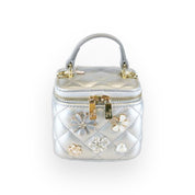 Quilted Top-Handle Bag w/ Charms - Silver - doe a dear