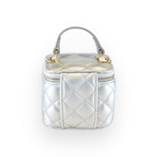 Quilted Top-Handle Bag w/ Charms - Silver - doe a dear