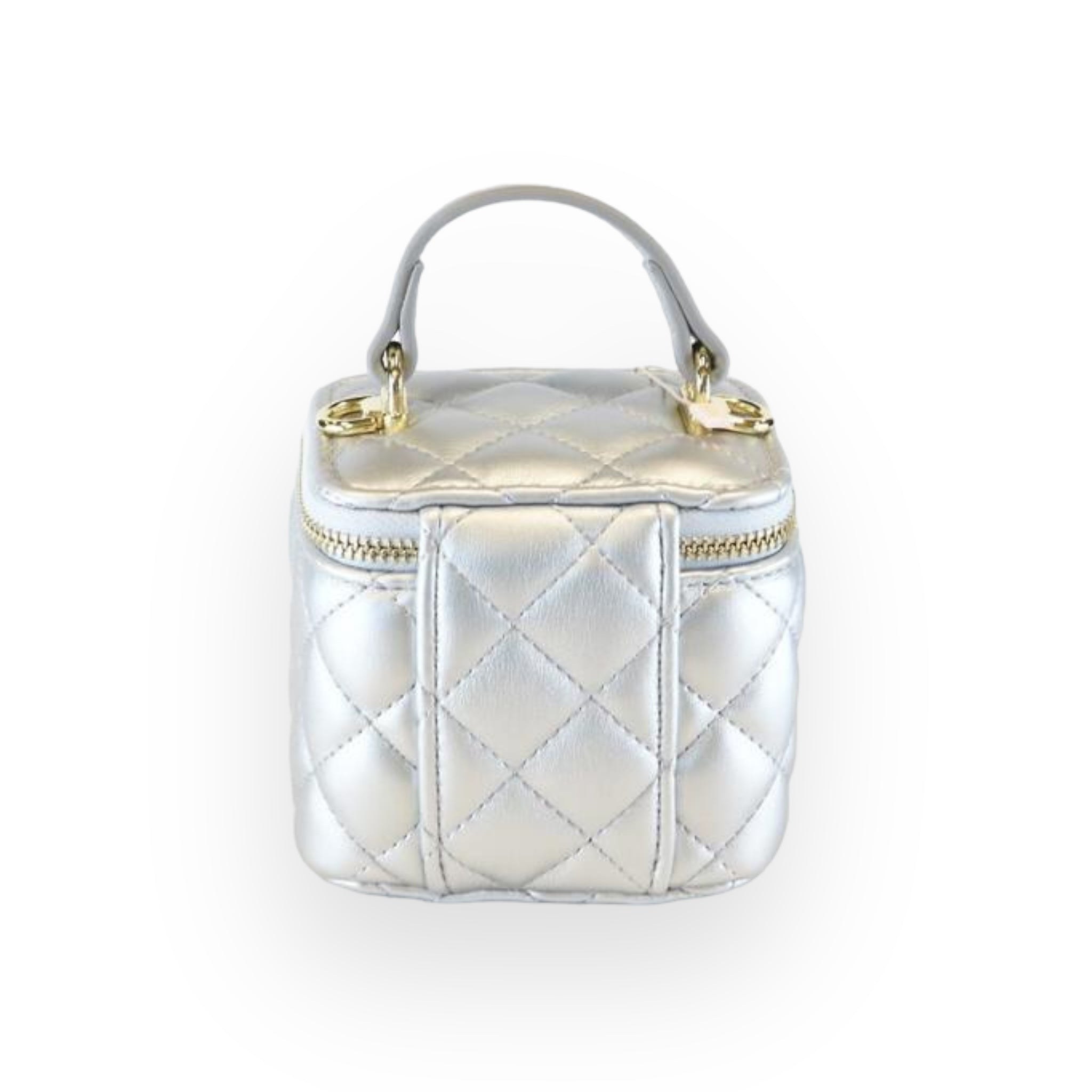 Quilted Top-Handle Bag w/ Charms - Silver - doe a dear