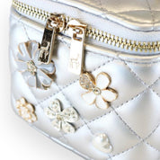 Quilted Top-Handle Bag w/ Charms - Silver - doe a dear